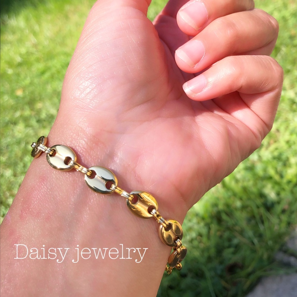 18k gold stainless steel coffee bean bracelet - Picture 5 of 6